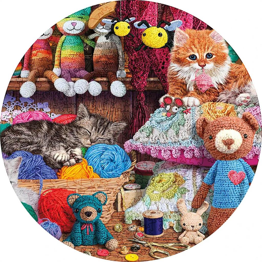 Round Draw Unique Wooden Puzzles for Educational Toys Adults Puzzles Games Wooden Jigsaw Home Decor Crafts Gift