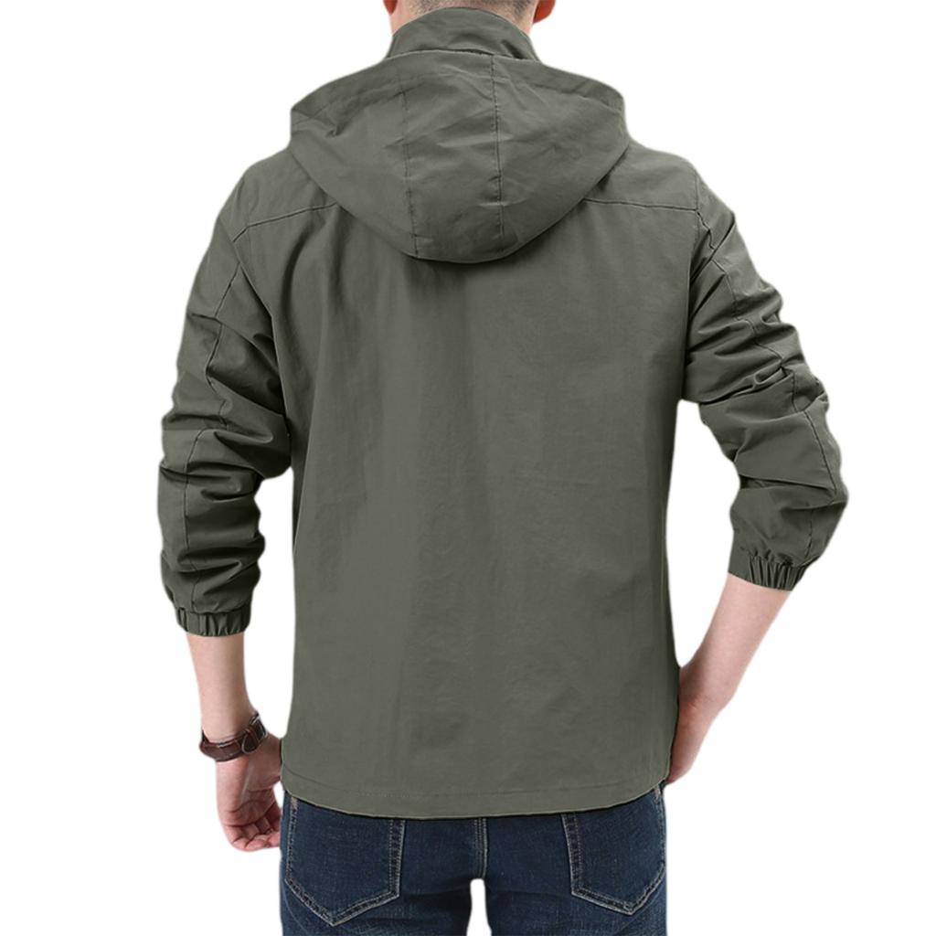 Men's Loose Casual Outdoor Large-sized Hooded Windbreaker Long-sleeved Jacket