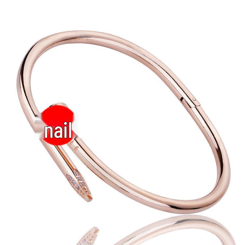 Elegant Slim Waist Titanium Steel Bracelet with Diamond Inlay, 18K Gold, Women's Niche Design