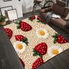 3D Strawberry Daisy Rug Cute Textured Bedroom Rug Entryway Doormat Non Slip Soft Easy Clean Durable Kawaii Home Decor Carpet