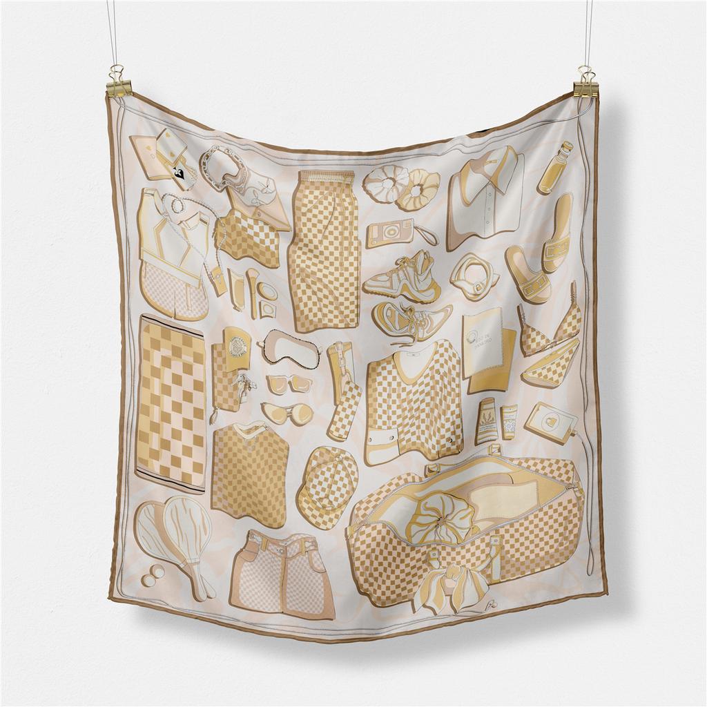 53Cm Accessories Fashion  Scarves 100% Twill Silk Scarves Women Design Tie Neckerchief Hijabs Square Scarf Shawls Warps