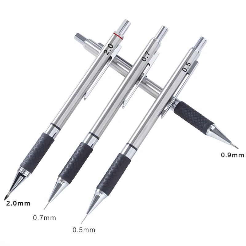 Metall-Druckbleistift-Set mit Griffstück Minen Kunst Zeichen Schüler Bürobedarf 0,5/0,7/0,9/2,0 mm Automatischer Bleistift