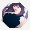 1pc   Kpop Umbrella Portable Folding Umbrella Iron Frame Hole Bone Structure Outdoor Home Umbrella