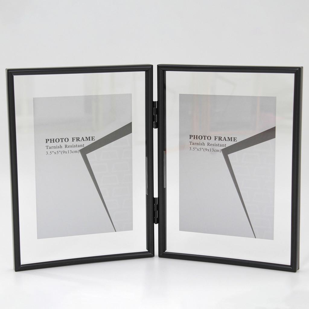 7 And 5 Inch Double Sided Transparent Fold Dual Photo Frame For Home Decor