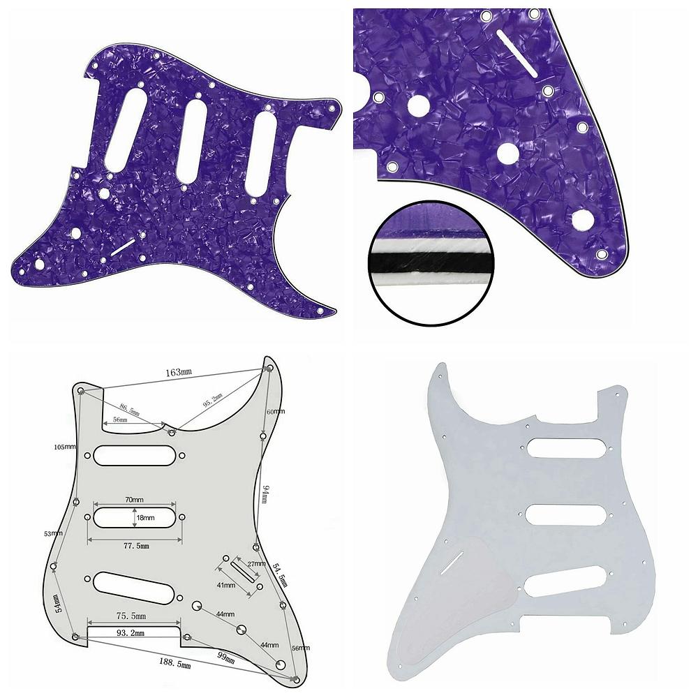 1pcs SSS Electric Guitar Pickguard 3 Ply 11 Holes with Screw  for FD ST Style Guitar Parts Replacement