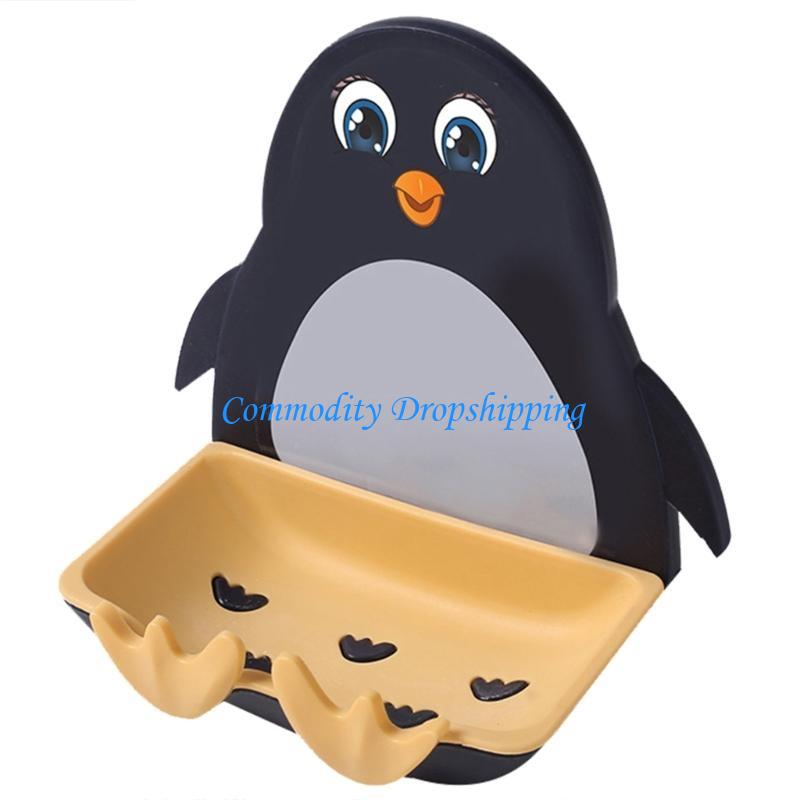 

Y5JC Hanging Penguins Soap Box Organization Container Multifunction Supplies чорний
