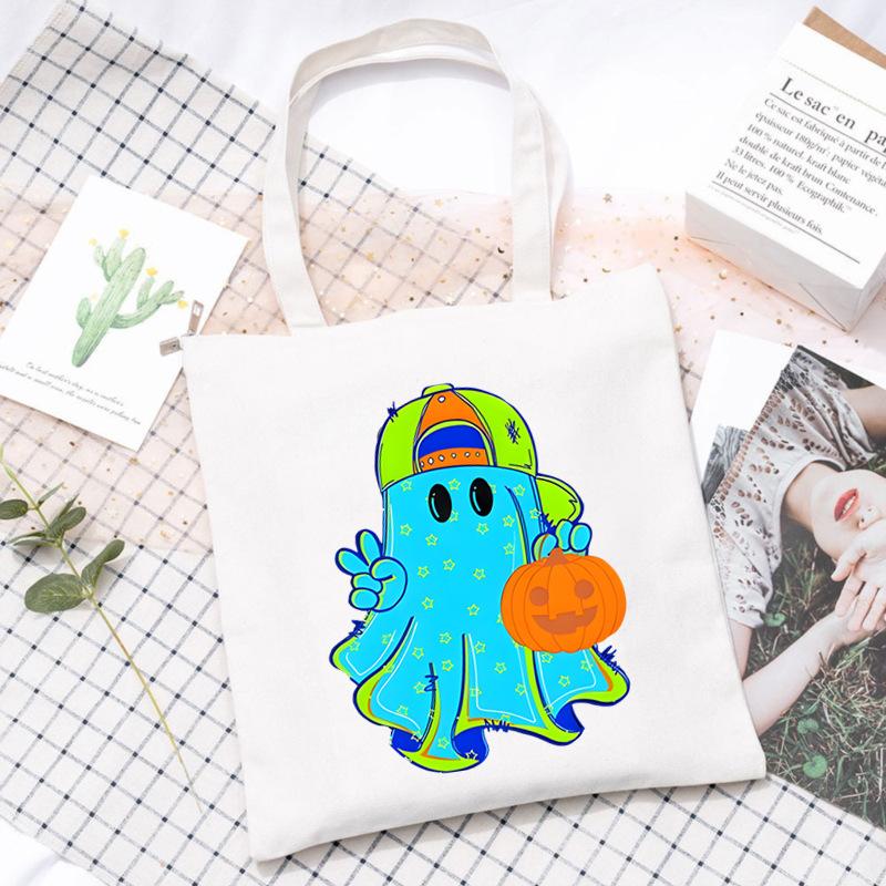 Halloween Halloween Printed Canvas Bag Lazy Style Trend Student Leisure Shoulder Bag Large Capacity