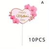 10pcs Mother's Day Cake Card Insertion Cake Decoration Ribbon Bouquet Flowers Romantic Creative Baking Festival Surprise