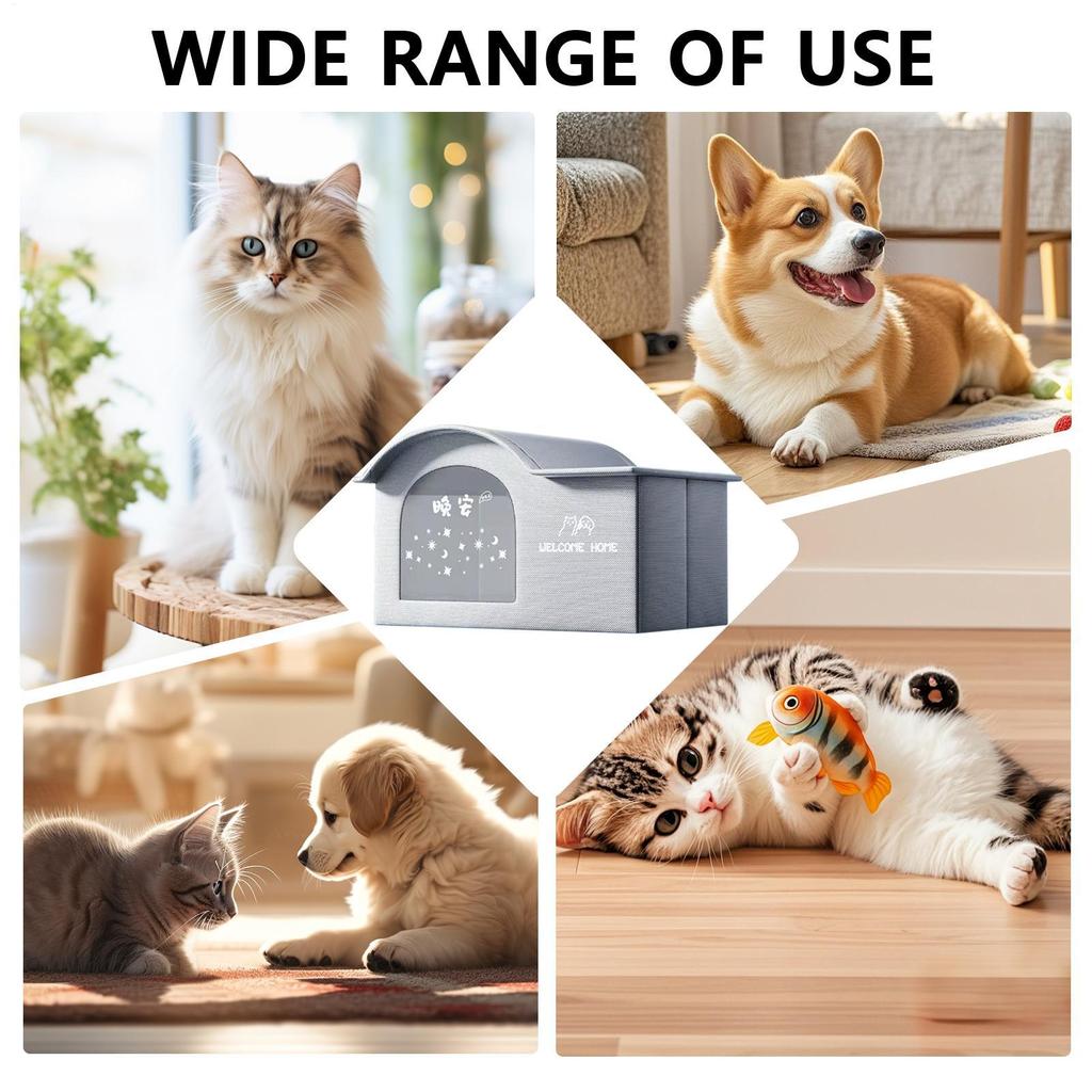 Haustier-Kühlhaus Aluminiumfolie Isoliert Katzen-Kühlhaus Reißfest Sonnenschutz Zelt Höhle Geräumiger Unterschlupf für Wohnung Terrasse