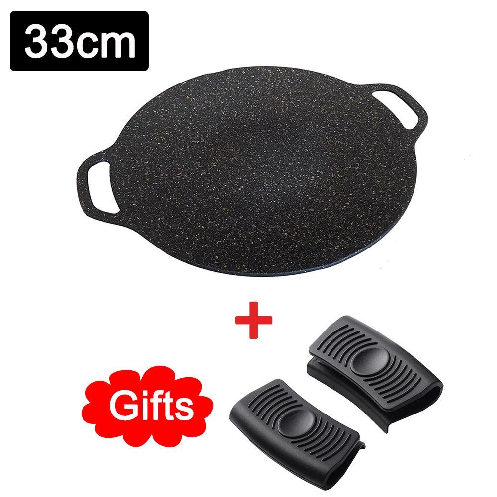 29/33/36CM Korean Round Grill Pan Barbecue Pan Non-stick Cooker Maifan Stone Induction Cooker BBQ Frying Pan Barbecue Accessorie