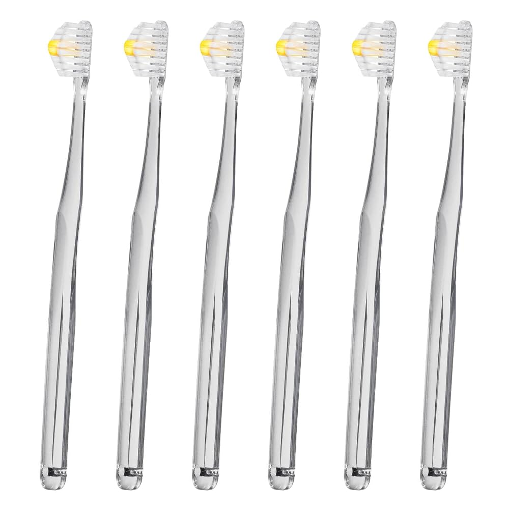 Miracle Toothbrush Slim Clear Black 6-Pack for Adults [Official]