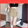Womens Khaki Cargo Skirt With Zipper For Street Style And Summer Wear