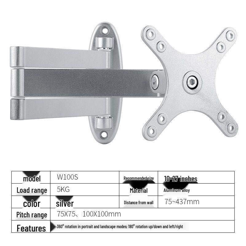 Universal Adjustable LCD Monitor & TV Wall Mount with Retractable, Rotating Arm