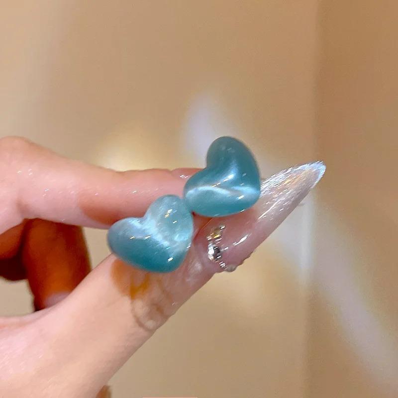 

Cute Jelly Colorful Heart Stud Earrings for Women Trendy Elegant Earring Girls Sweet Romantic Party Zircon Girl Ear Accessories