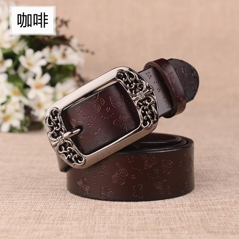 Cureaua din piele de vacă cu cataramă cu acești de damă Cureaua din piele cu decor retro ocazional pentru femei Versatilă