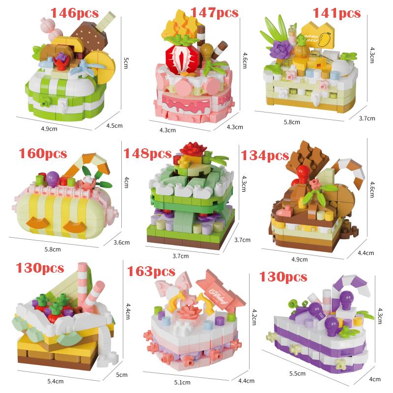 Delicious Dessert Cake Constructor Block,Strawberry Fruit Chocolate Sweet Cake Home Decor Toys,Assembly Gifts For Children Girls