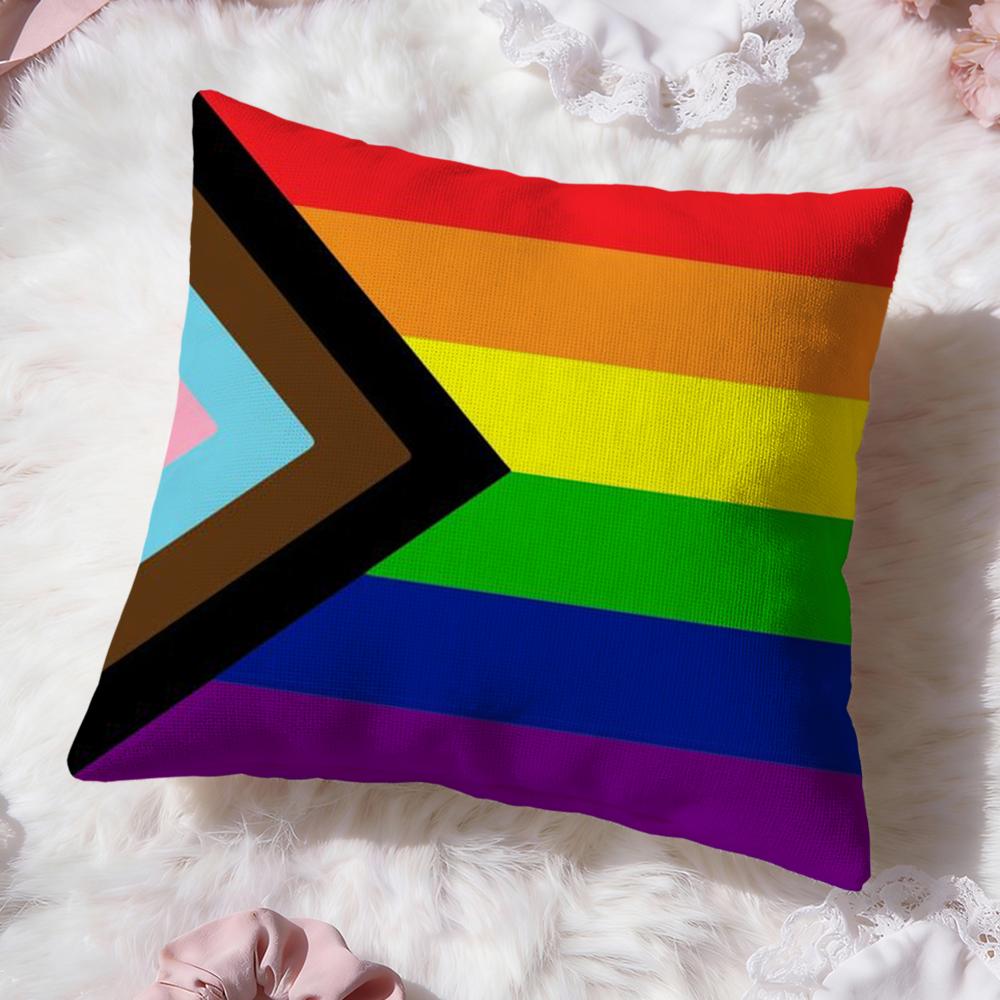 Homosexual Rainbow Flag Cushion Cover Premium Comfort Reversible Pillow Cove -Two In One Design for Any Room & Car Interior