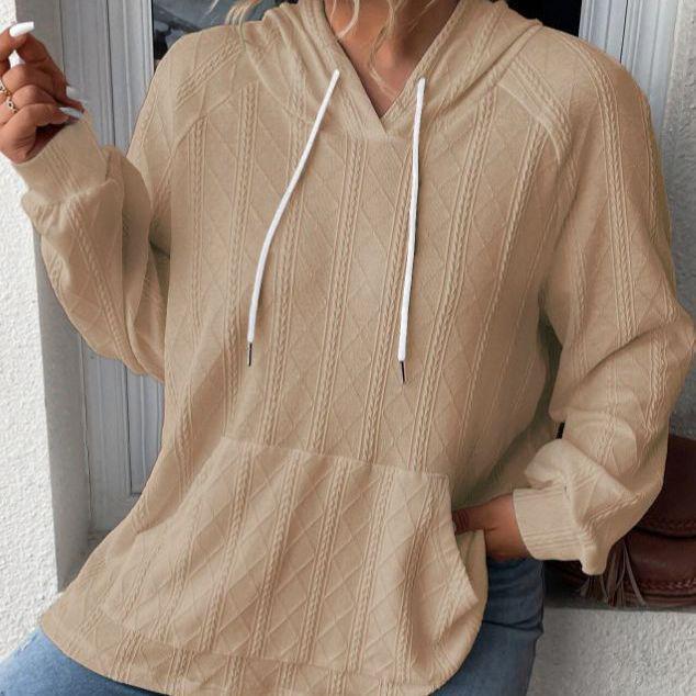 2025 Autumn/Winter Women's Plus Size Jacquard Loose Hooded Sweatshirt