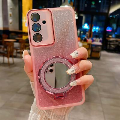 Mirror Glitter Case For Samsung A32 A52 A72 A13 A33 A53 A73 A15 A35 A55 A14 A34 A54 A24 A25 Soft Stand Holder Bracket Mag Cover