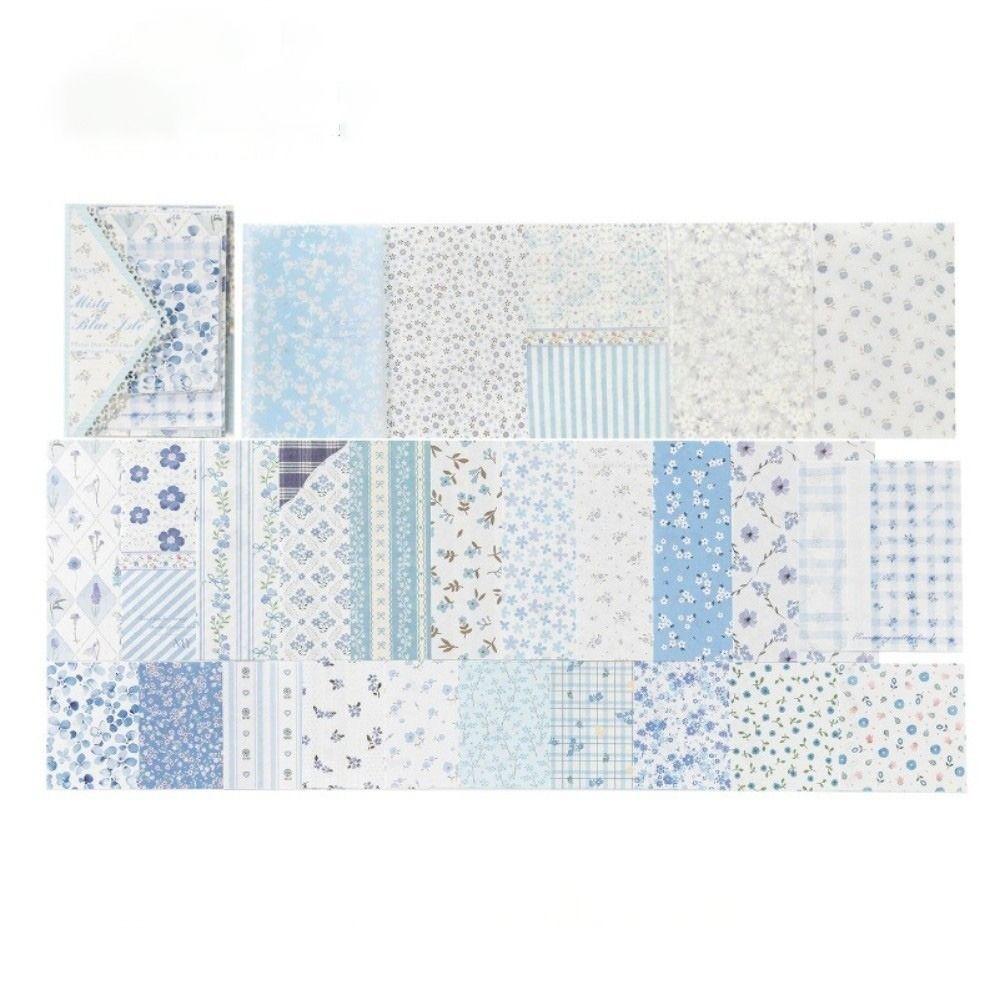 

52Pcs Multi Style Flower Journaling Scrapbooking Paper Retro Decorative Sweet Supply Scrapbook Material Papers синий