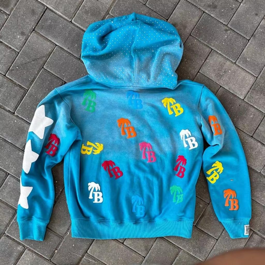 ZYLLO Y2K Trendy Letter Pattern Loose Casual Comfortable Hooded Zipper Retro Hoodie Jacket Top Unisex