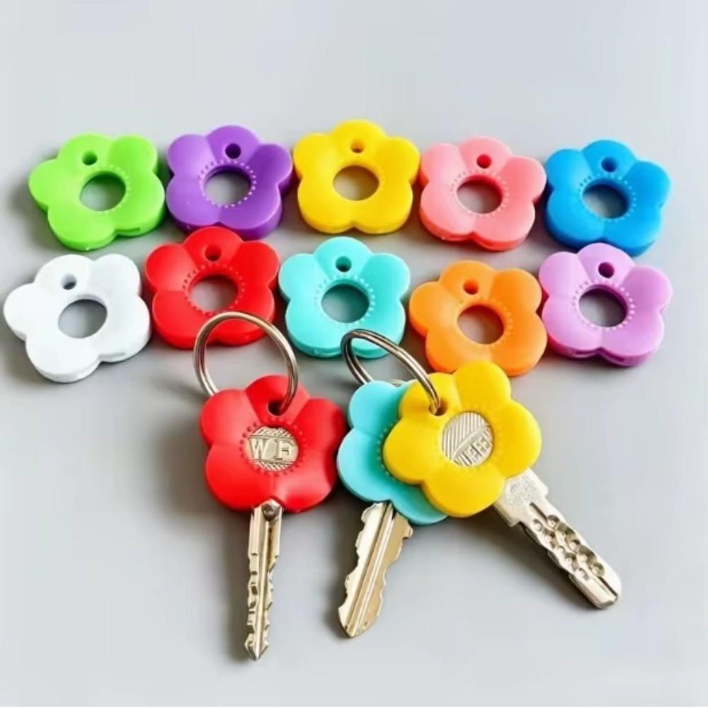 Key Distinguish Key Cap Cover Flower Shape Multi-color Key Sleeve Silicone Key Sleeve Key