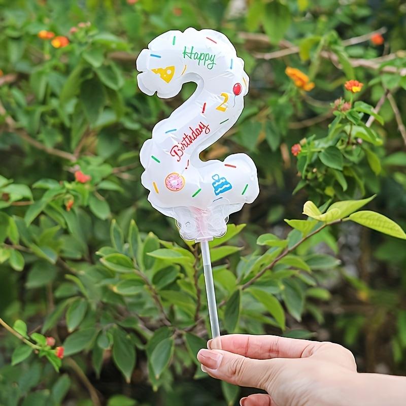 1pc Cake-Decorated Digital Balloon, for Bathing, Cake Decoration, Birthday Festival Number Flag, Handheld Aluminum Film Balloon Group Number Birthday