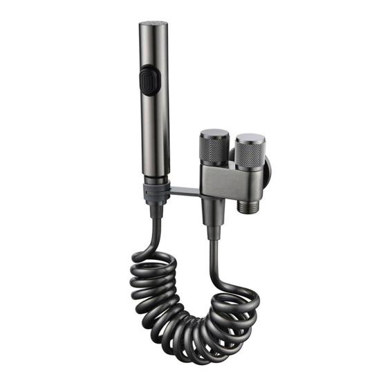 Toilet Sprayer Dual Control Faucet Valve Bidet Flushing Sprayer Kit G1/2 Interface Adjustable Pressure Body Cleaning Basin Sprayer