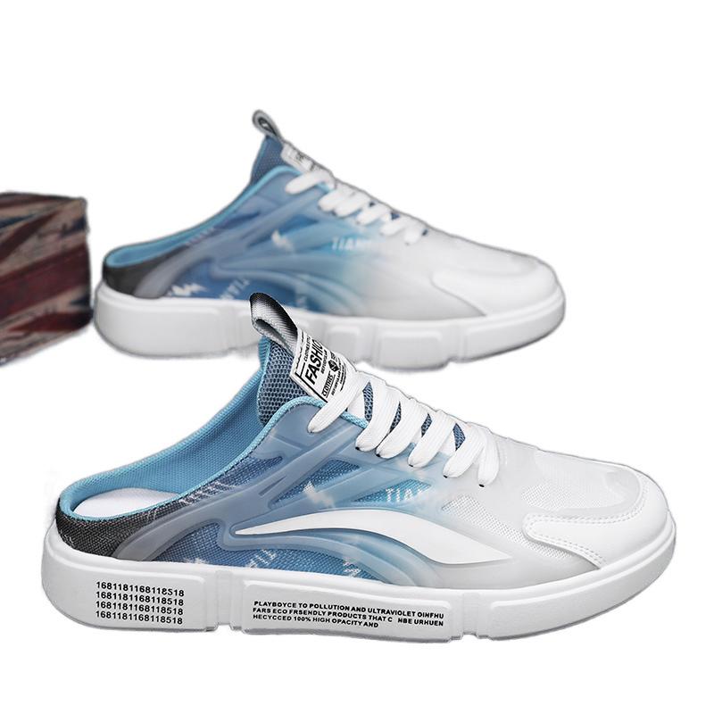 Canvas men's shoes summer trend versatile one-pedal breathable casual cloth shoes men's heel-free half-drag men's trendy shoes