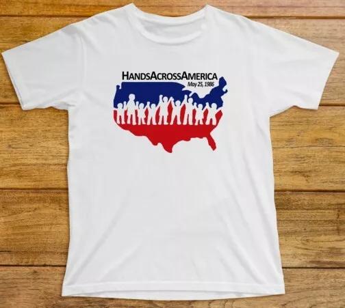 

Hands Across America T Shirt 794 Retro 80s Logo Us Horror Film Atlantic Pacific 4XL