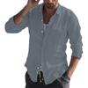 Camisa informal de algodón de manga larga de color liso para hombre de estilo europeo y americano - Envío gratuito