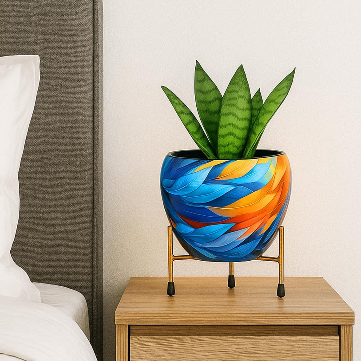 

Metal Flower Vase Planter Pot with Iron Stand, Pots for Plants, Plant Pots for Home Decoration, Succulent Pot, Indoor Planter Garden Decor