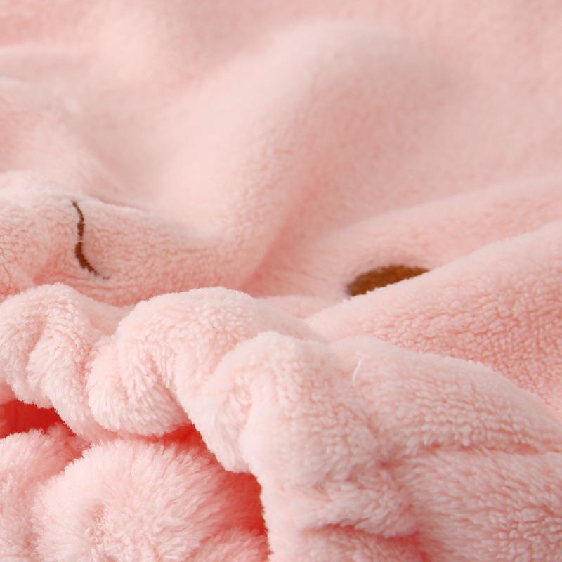 Thickened Embroidered Coral Velvet Bear Dry Hair Hat for Women with Fine Fiber Strong Absorbent Quick Drying Headscarf