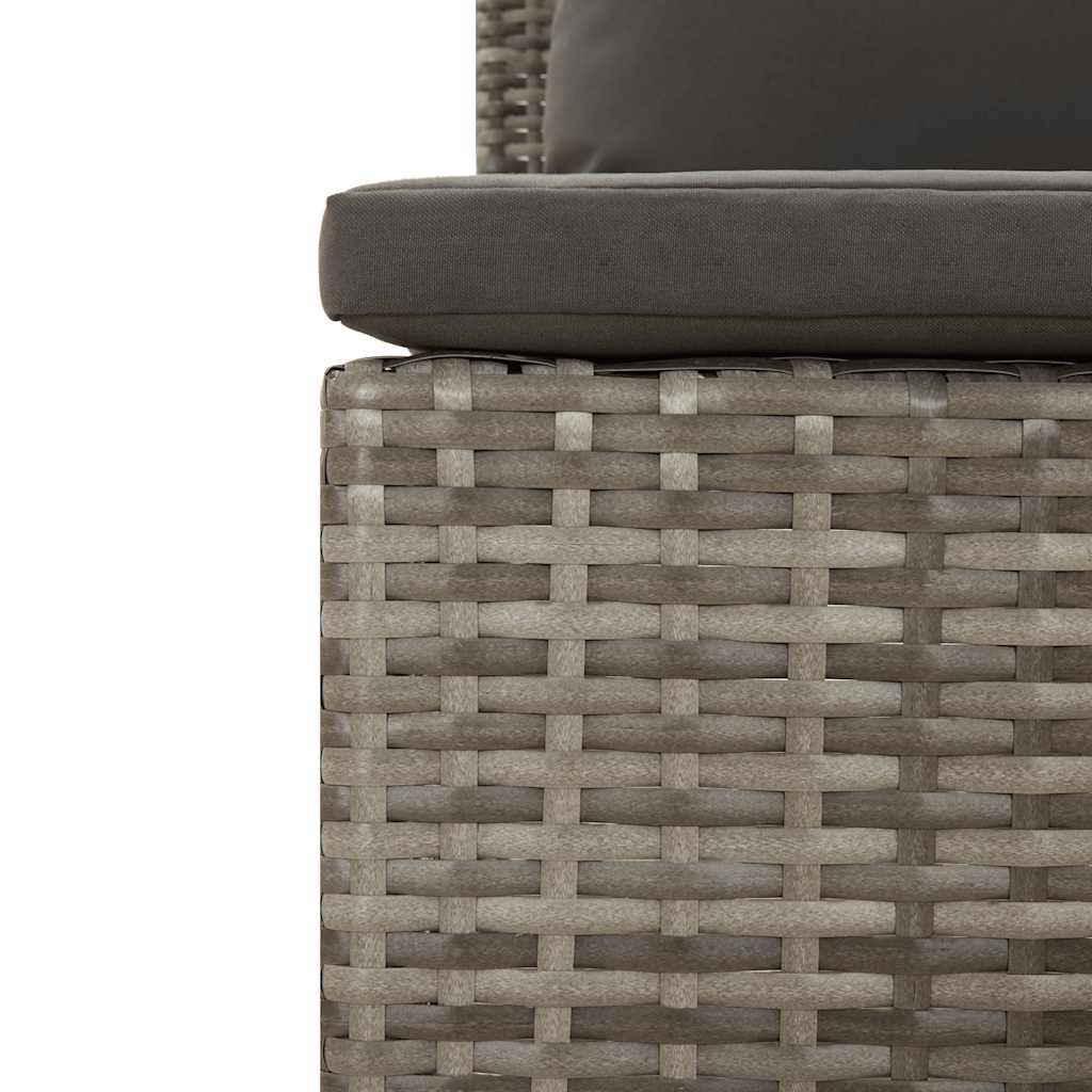 3 Piece Garden Lounge Set with Cushions Gray Poly Rattan