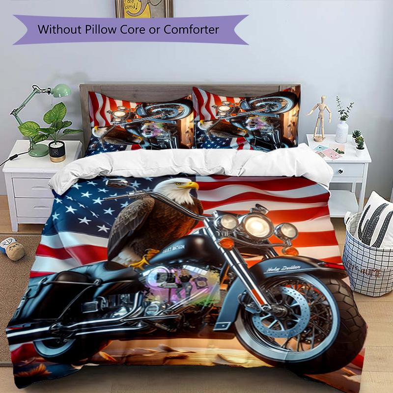 Eagle 3pcs Bedding Set Duvet Cover Closure Includes 1 Duvet Cover & 2 Pillowcases for All Seasons Bedroom Home Dorm Decor