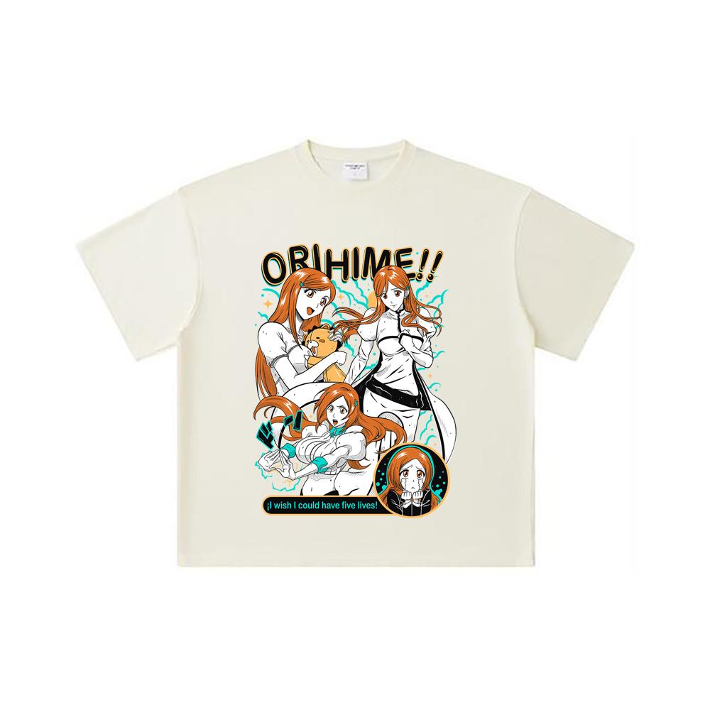 

Хлопковая футболка унисекс плотностью 260 г/м², двойная пряжа, 32 нити, 100% хлопок, отбеливатель V3, принт Orihime S абрикосовый