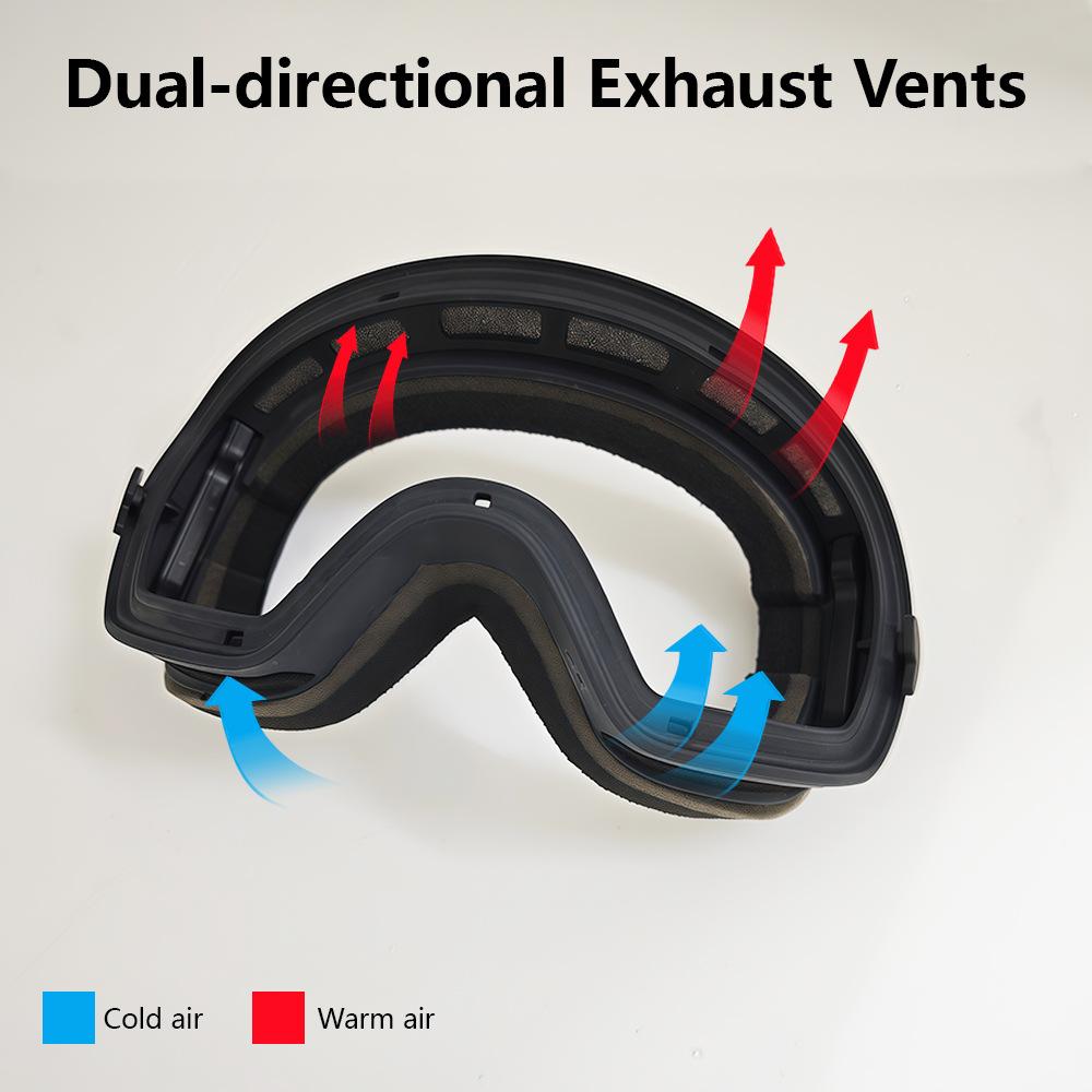 Ski goggles for men and women, anti-fog ski goggles, prescription-ready, double-layer large spherical goggles, mountaineering equipment, UV