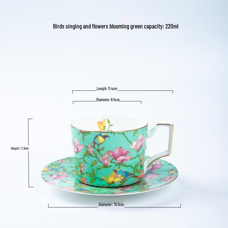 Shangqi Floral Bone China Coffee Cup and Saucer Set