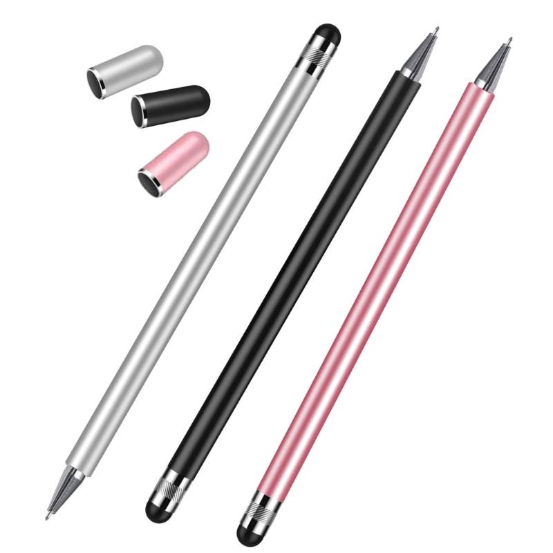 Smooth Writing Drawing Capacitive Touch Screen Pen Metal Ballpoint 2 In 1 for Smartphone Tablets Drawing Mobile Devices