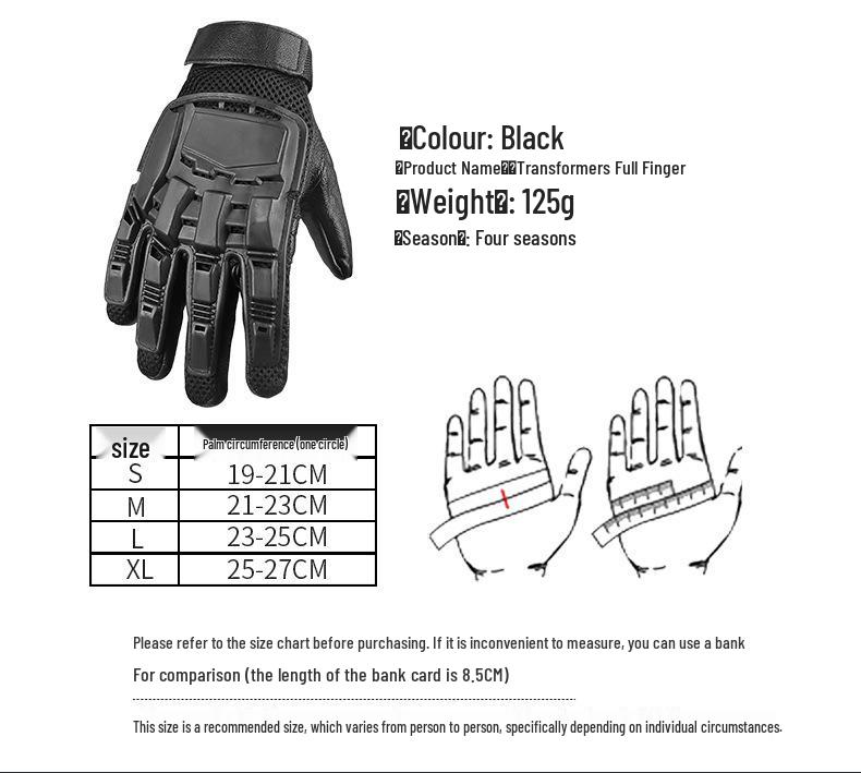 King Kong Deformable Black Motorcycle Gloves - Breathable, Full-Finger Protective Riding Gear for Adults