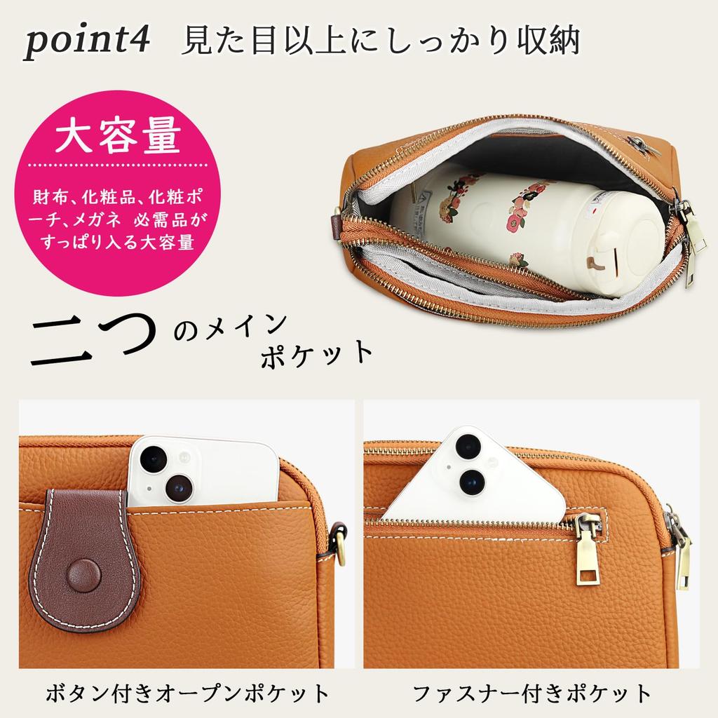 Shoulder Genuine Crossbody Shoulder Mini Small with Zipper Gift [FUKUYIN] Bag, Leather, Women's, 2-Way Bag, Handbag, Bag, Bag, Pocket, Lightweight,