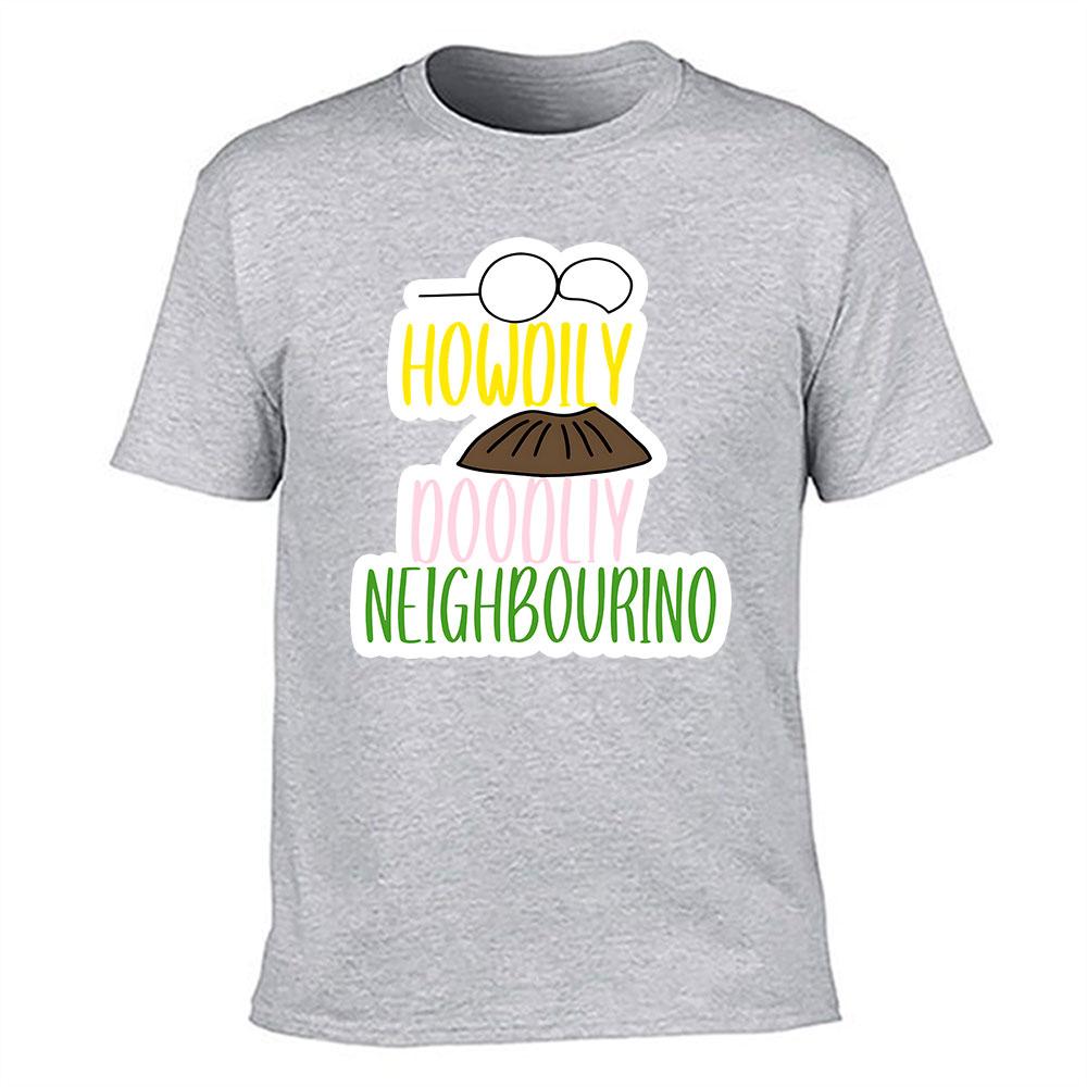 Unisexs Cotton TShirt Howdily Doodily Neighbourino Funny Ned Flanders Inspired Graphic Tee for Casual Wear
