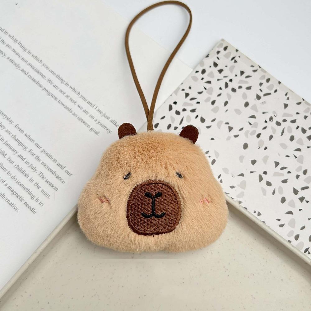 Squinting Capybara Plush Keychain Blinking Heart Capybara Key Ring Runny Nose Stuffed Doll Cartoon Animal Pendant Daily