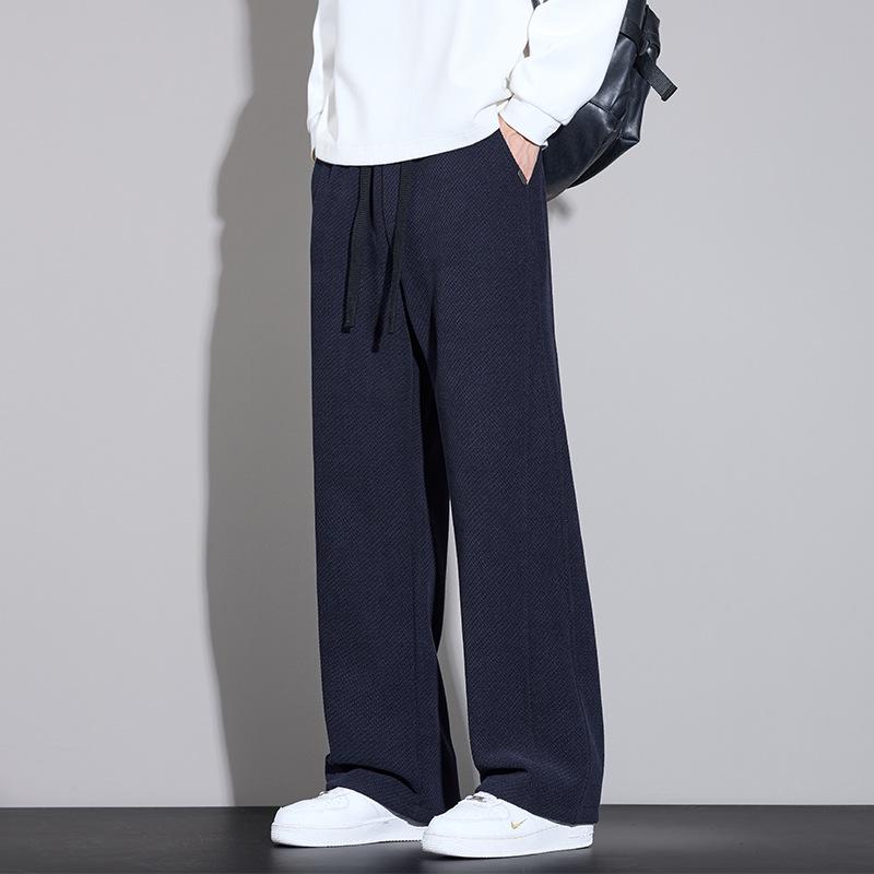 

Men s 2025 Autumn Casual Loose Wide-Leg Twill Knit Pants M темно-синього кольору