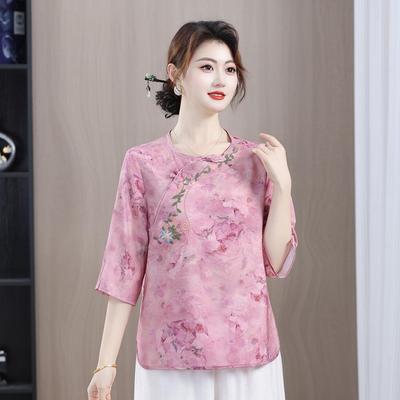Women's Summer Embroidered Ramie Shirt - Ethnic Zen Style Top