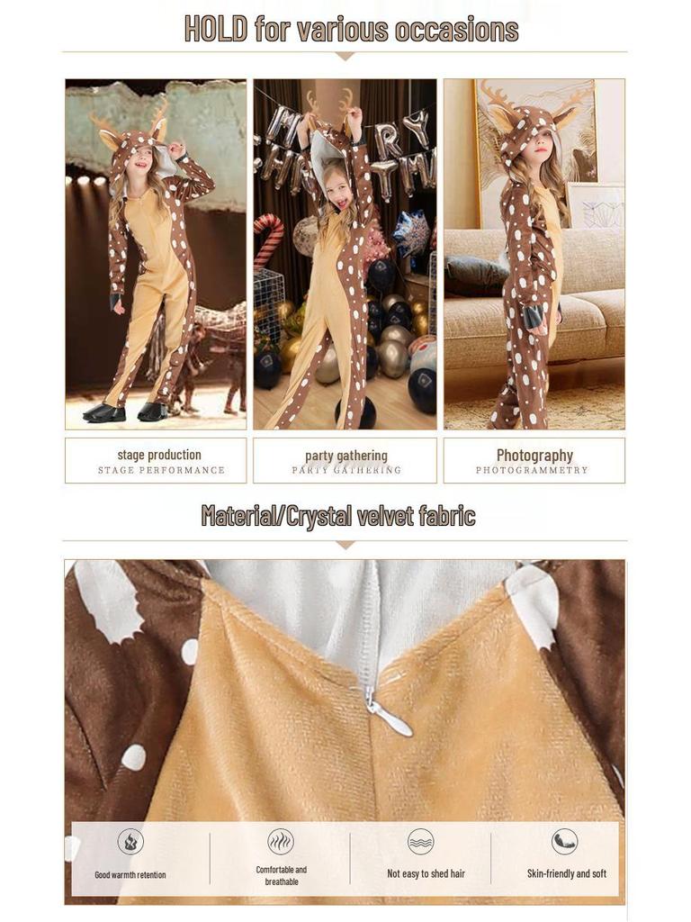 Khakifarbenes Gepunktetes Reh Weihnachtskosplay Kostüm für Bühnenauftritt