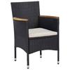 5 Piece Outdoor Dining Set Black Poly Rattan & Solid Acacia Wood