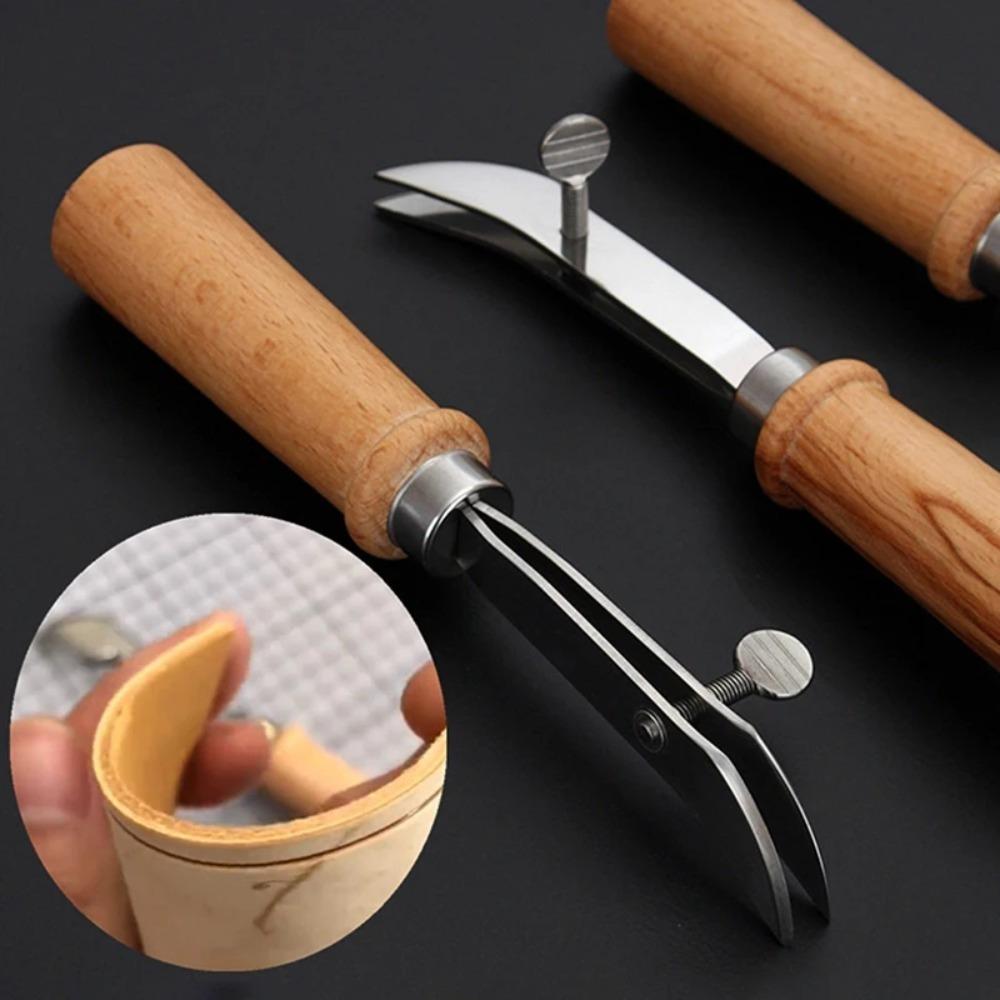 2Pcs Adjustable Leather Edge Stitching Groover Leather Craft Groove Gouge DIY Tool Leather Crimper Slotting and Grooving