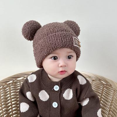 Warme Babymütze für Kinder, winddichter Gehörschutz, niedliche kleine Bären-Plüschmützen