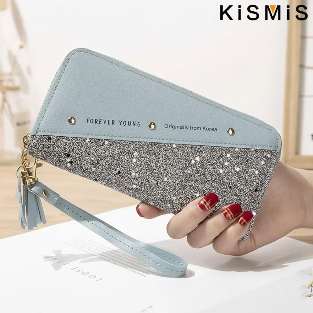 Fashion Women's PU Leather Long Wallets Sequins Patchwork Glitter Coin Purse Gifts for Girls Wholesale
